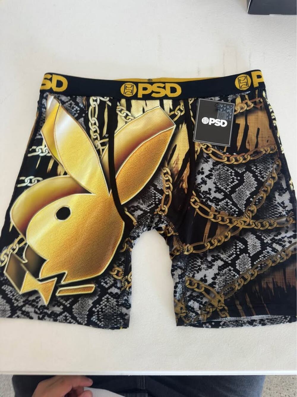 PSD Playboy Gold Links Boxer Briefs Size Large